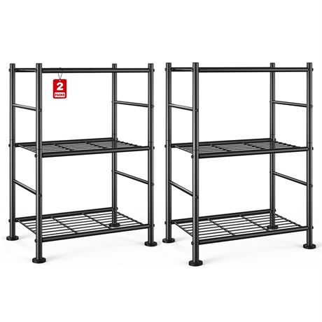 Sakugi 2-Pack Storage Shelves - 3-Tier Metal Wire Shelf Organizer, Slim Shelf