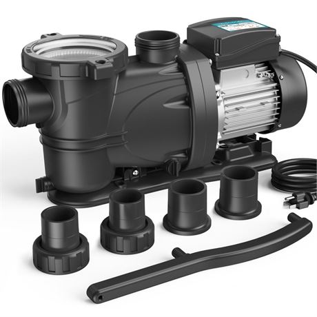 1.5 HP Pool Pump with timer, 7350GPH, 115V, 2 Adapters,Powerful In/Above Ground