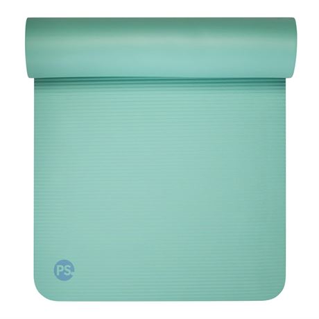 POPSUGAR 10mm Fitness Mat, 72" x 23.5" (Seafoam, Solid) with Easy Carry Strap,