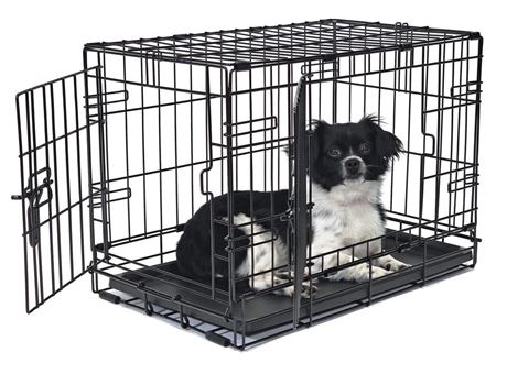 Vibrant Life Foldable 2-Door 22" Wire Crate for Dogs with Divider and