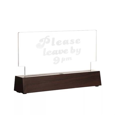 Samsonico "Please Leave by 9 PM" LED Sign Table Decor, Transparent