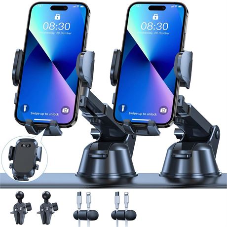 2 PACK [True Military-Grade] Car Phone Holder【2024 stronger Suction &