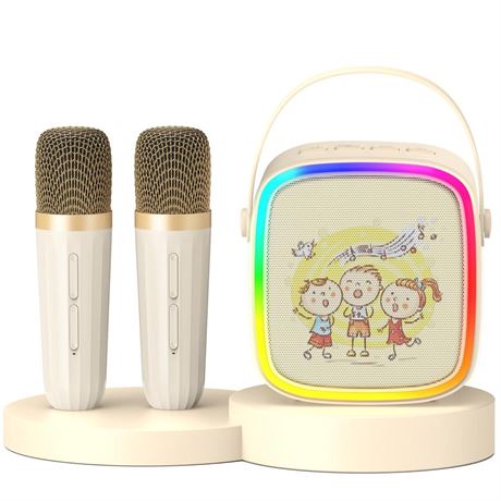 Mini Karaoke Machine for Kids, Portable Bluetooth Speaker with 2 Wireless