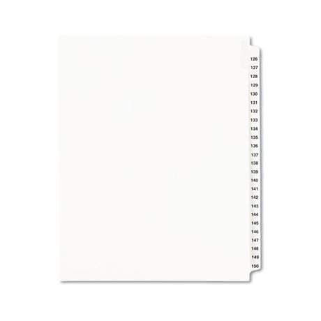 Avery 01335 Legal Exhibit Divider, Side Tabs 126-150, Letter Size, White 25/Set