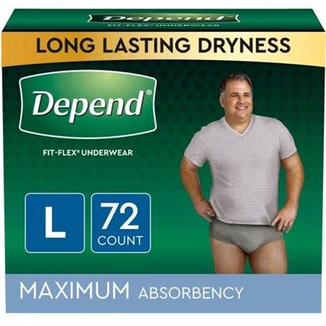 Depend Fresh Protection Adult Incontinence Underwear for Men  Maximum  L  Grey