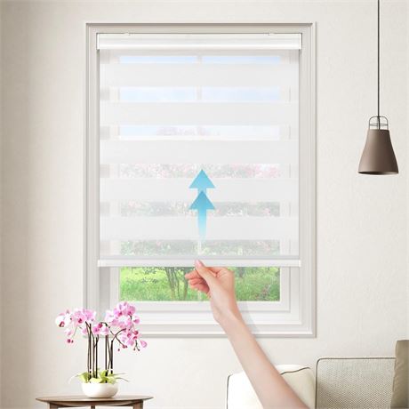 GENIMO Zebra Blinds for Windows, Dual Layer Roller Window Shades, Sheer Window