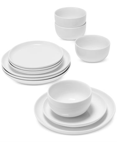 The Cellar James 12 Pc. Low Coupe Dinnerware Set, Exclusively at Macy's - White