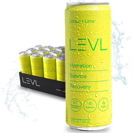 LEVL Functional Hydration Drink - Lemon + Lime (Non-Carbonated) Pure Water,
