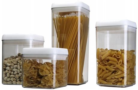 AJ 4-Piece Square Transparent Containers Set 0.5l+0.8l+ 0.8l+1.2l