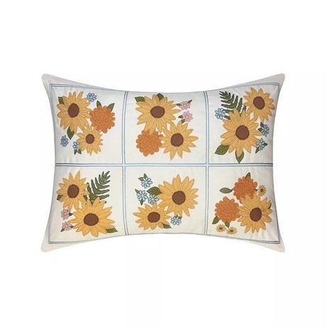 Celebrate Together™ Fall Floral Sunflower Embroidered Throw Pillow, Egret