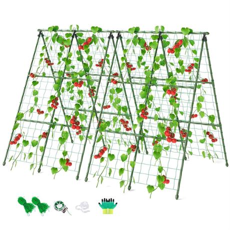 Miory Cucumber Trellis, 32"x48" 2 Pack A-Frame Trellis for Raised Bed, Garden