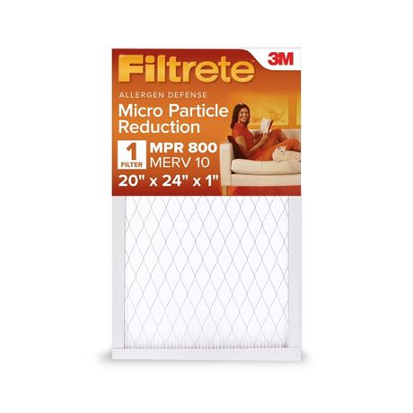 Filtrete 20x24x1 HVAC Furnace Air Filter, MPR 800 MERV 10, Micro Particle