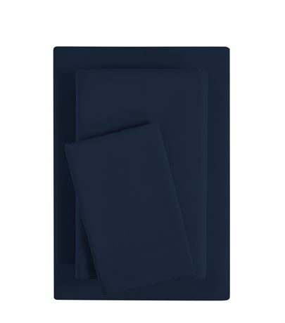 Mainstays Basic Value Microfiber Bed Sheet Set, Navy Blue, Twin, 3 Piece