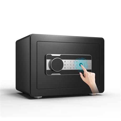 Biometric Safe Box with Digital Keypad - 0.8 Cubic Feet Steel Quick-Access