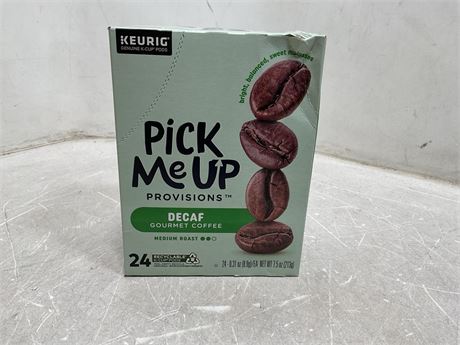 Pick Me Up decaf gourmet coffee Coffee Pods, Dark Roast, 24/BX