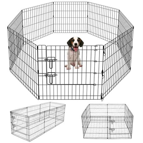 Artmeer Pet Playpen Puppy Playpen Kennels Dog Fence Exercise Pen Gate Fence