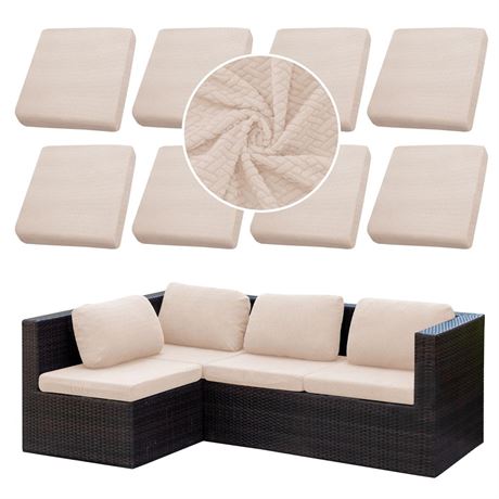 8PCS Patio Cushion Covers,Patio Furniture Couch Seat Slipcovers，Washable