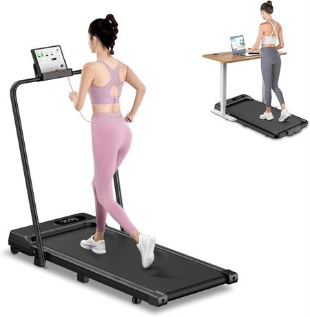 Bigzzia Foldable Walking Pad,2 in 1 Under Desk Treadmill with Remote Control