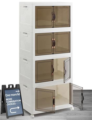 72Gal. Large CollapsibleStorage Bins with Lids, 4 Tiers Organizer with Wheels,