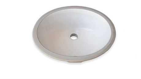 Wells Oval 17 x 14 Ceramic Undermount Bathroom Sink Vanity White