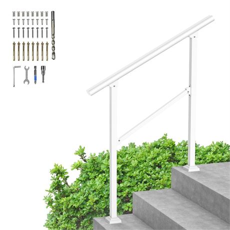 Handrails for Outdoor Steps, 3 Steps Wrought Iron Stair Railing for Concrete