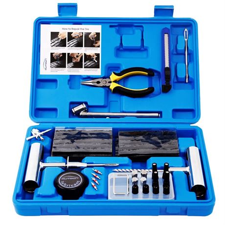 AUTOWN Tire Repair Kit - 68pcs Heavy Duty Tire Plug Kit, Universal Tire Repair