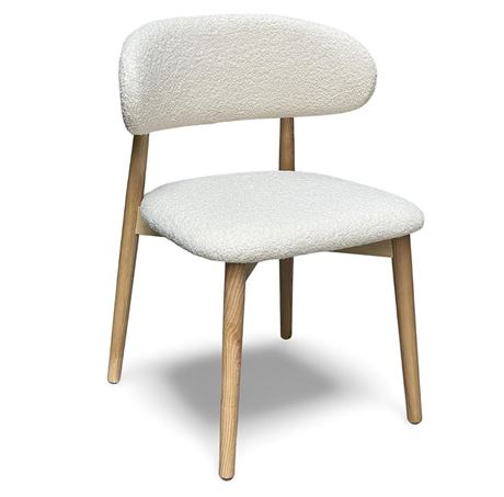 Dining Boucle Chair - Modern White Round Back Sherpa Chairs for Kitchen,