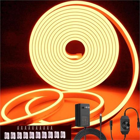 Neon Light Strip, 16.4ft/5m Orange LED Neon Strip Lights, 12V Flexible