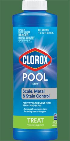 Clorox Pool&Spa Scale, Metal and Stain Control for Swimming Pools, 32 oz Liquid