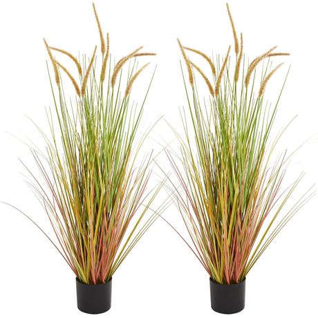 KOL Artificial 4ft 2-Pack Horsetail Reed Grass, 47.2in Artificial Indoor