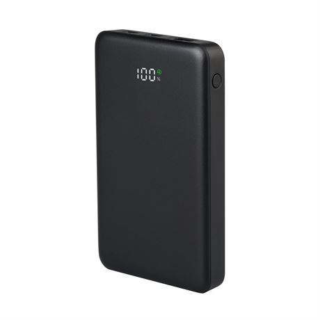 onn 10,000 mAh Portable Power Bank with Fast Charging Output (20W), Dual USB-C