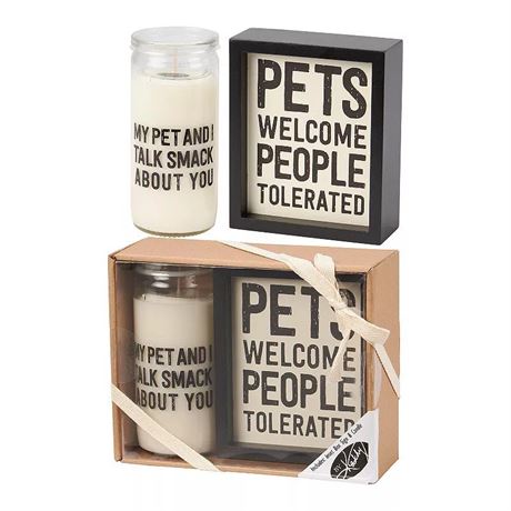 By Kathy 2-pc. Pets Box Sign & Candle Set, Multi