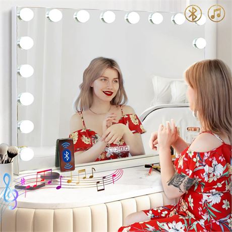 Hansong Vanity Mirror with Lights and Bluetooth Extra Large Hollywood Makeup