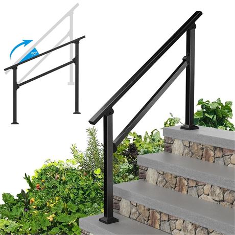 Wrought Iron Handrails for Outdoor Steps - Exterior Hand Rails for Concrete