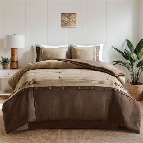 Madison Park Boone Microsuede 7-Pc. Comforter Sets – Brown, Queen