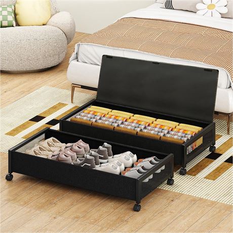 Fokyfok 2 Pack Under the Bed Storage Containers,36 inch Long Underbed Storage
