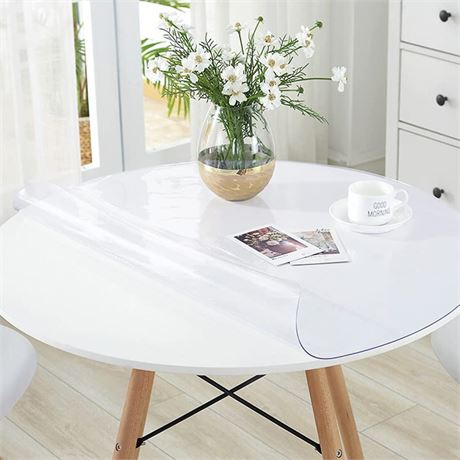 40 Inch Round Clear Plastic Table Protector Cover PVC Vinyl Desk Pad Mat