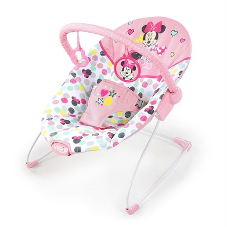 Disney Baby Slip Resistant Vibrating Infant Baby Bouncer, Minnie Mouse Spotty