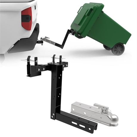 ELITEWILL Wheeled Trash Can Hauler Hitch with Hitch Ball Coupler Ball Mounted