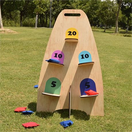 Vertical Cornhole Game with 8pcs Bags Wood Bean Bag Toss Games for Kids and