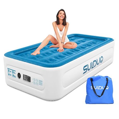 Twin Air Mattress with Built in Pump Raised Bed, 18'' High Single Blow Up