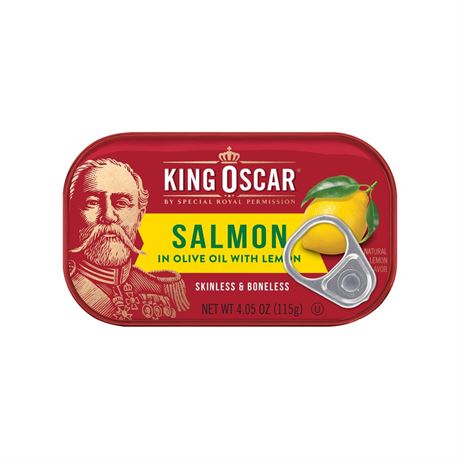 King Oscar Skinless & Boneless Premium Salmon in Olive Oil with Lemon, 4.05 oz