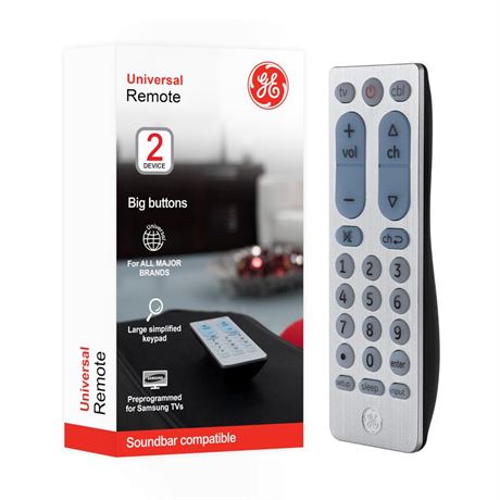 -GE Big Button Universal Remote Control for Samsung, Vizio, Lg, Sony, Sharp,