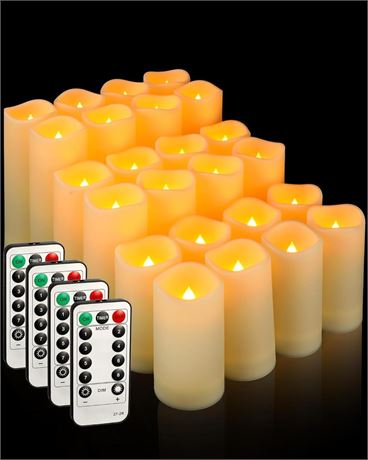 18 Pack Flameless Candle Waterproof LED Candles with Remote, H 4" 5" 6" x D 3",