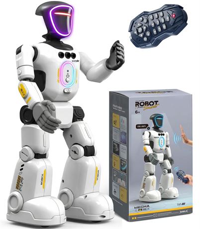 Robot Toy for Kids, Voice Recording&Playback Remote Control Robot, LED Faces