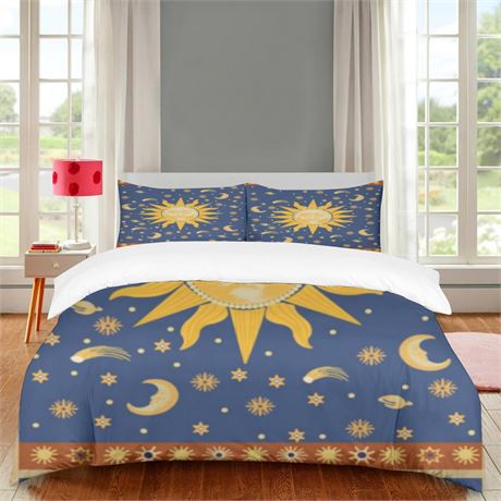 Kids Bedding Set Sun and Moon Kids Duvet Cover Sets (with Zipper Ties) 100%