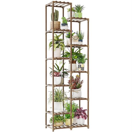 Bamworld Plant Stand Indoor 72'' Tall Plant Shelf Outdoor Large Wood Plant Rack