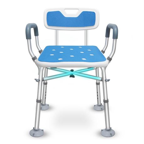 Bcareself Shower Chair with Arms with Unique Heavy Duty Crossbar Supports Bath