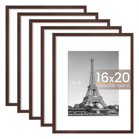 upsimples 16x20 Picture Frame Set of 5, Display Pictures 11x14 with Mat or