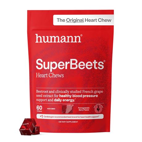 Humann SuperBeets Heart Chews, Beet Root Powder Support Energy Supplement,
